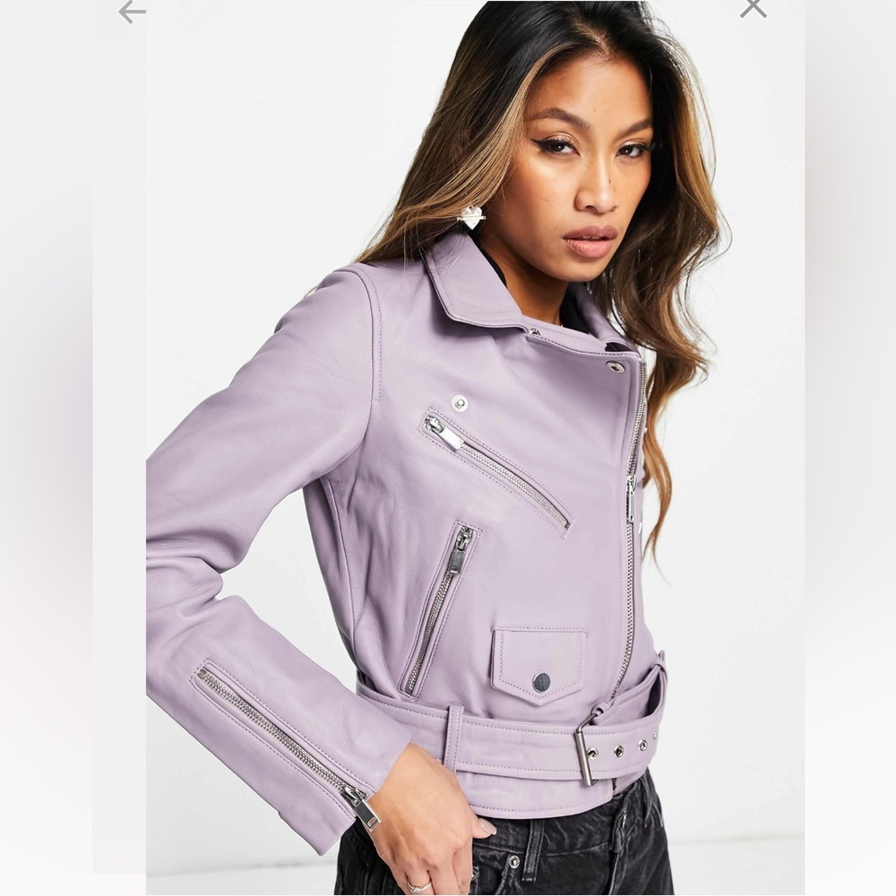 Bolongaro Trevor Savana genuine leather jacket in lilac